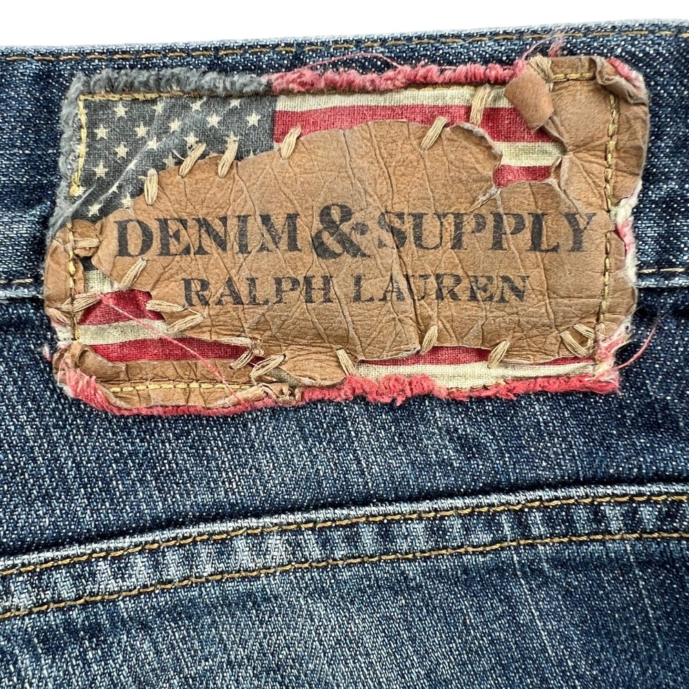 Denim & Supply Ralph Lauren Slouch Distressed Blue Jeans Mens 38x34 Medium Wash